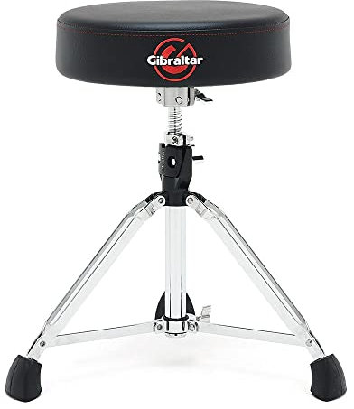Gibraltar Schlagzeughocker, Drumhocker 9000 Series Round Pro Series, 9608E (Durchmesser: 35cm, Vinyl-Sitzfläche, Super Lock, Dreibein-Position, 'Super Foot' Gummifüße)