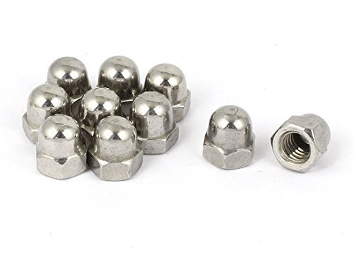 sourcing map Eichel Sechskant Hutmuttern - 10stk. 1/4-20 Hutmuttern Edelstahl Sechskant Dekorative Kappenmutter für Schrauben Bolzen Silber Ton