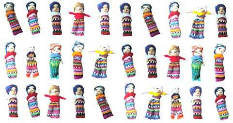 30x SORGENPÜPPCHEN / GLÜCKSBRINGER / WORRYDOLLS 5,5 CM - HANDARBEIT