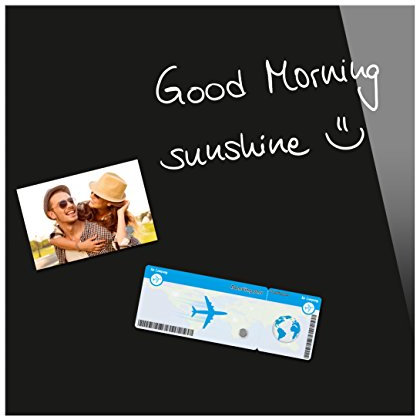 Be!Board B1101 Tableau magnétique en verre, 45 x 45 cm, tableau mémo sans cadre magnétique et inscriptible, 2 aimants néodyme, noir