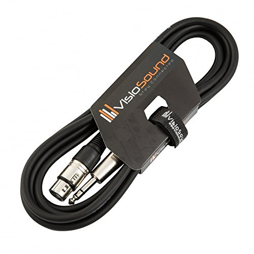 Female XLR to 6.35mm Stereo TRS Jack Lead Audio Cable (Black, 3m) | Noiseless OFC Balanced Signal, Audio, Patch Cable / 10 Colours