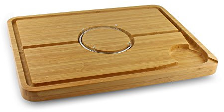 Rockingham Forge Deluxe Spiked Bamboo Wooden Carving Board with Spikes, Juice Grooves & Reservoir - Non-Slip Cutting Board for Meat, Roasts & Joints 48 x 36cm