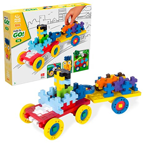 Plus-Plus 9603424 Kreativ-Bausteine, Big Fahrzeuge-Set, Konstruktionsspielzeug, 70 Teile Basic.