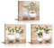 Piy Painting Bilder Leinwandbild Fotoleinwand Grün Pflanze Blumen Wandbild Kunstdrucke auf Leinwand Ölgemälde Malerei Home Deko für Wohnzimmer Schlafzimmer Flur Wand 30x30 cm 3 Teilig