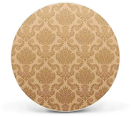 banjado Magnettafel Ø 47cm Weiß - Magnetwand aus Metall - Magnetpinnwand als Memoboard - Pinnwand Magnettafel Küche, Büro, Kinderzimmer inkl. 4 Magnete & Montageset - Tapete Beige