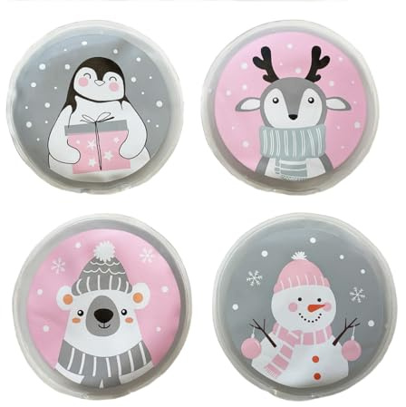 Taschenwärmer Snowy Friends 4er Set - Wichtelgeschenk, Handwärmer, Taschenheizkissen