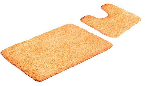 Goodway 2 Teiliges Badematten Set, Badteppich, Badvorleger Fußmatten, Mattensets Bahama, orange Meliert mit Ausschnitt