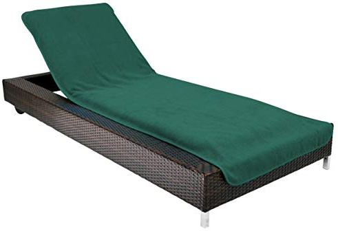 Brandsseller Housse de Protection pour Chaise Longue 75x200 cm – Serviette en Tissu éponge 100% Coton – Lavable, antidérapante, certifiée Öko-Tex 100 – Vert Foncé