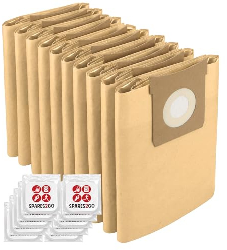SPARES2GO 10 x Dust Bags for Titan 16L 20L 30L 40L Vacuum Cleaner + Freshener Tabs