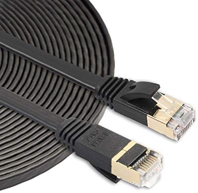 LAN rete cavo Ethernet Patch Cable 5m CAT7 10 Gigabit Ethernet Ultra Piatto Via Cavo Patch For LAN Modem Router Network - Costruito Con Connettori RJ45 Schermati Alta velocità (Color : Black)