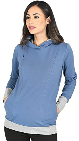 Mija – mammamode/2-i-1 amningströja och mammatröja, amningstopp, Mona 1035, jeans/melange, L