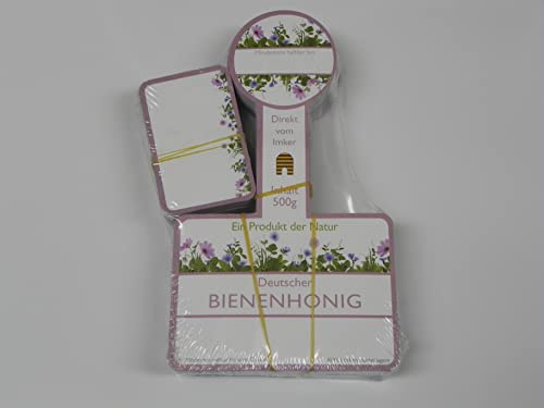Generisch 100 Etiketten f.500g neutral lila/rosa Landhaus I selbstklebend,Honig,Imker,Aufkleber,Rütli Imkerei Honigglasetiketten
