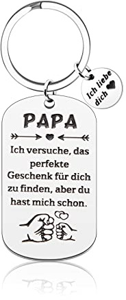 VGWON Papa Schlüsselanhänger Geschenkset, Vatertagsgeschenk | Lasergravierter Schlüsselanhänger aus Edelstahl, Weihnachts und Geburtstagsgeschenke für Papa