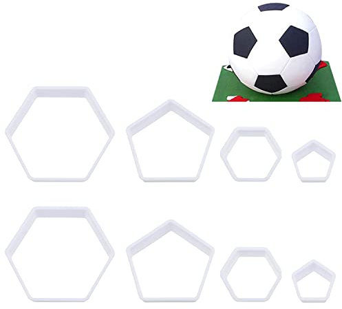 8 Piezas Cortadores de Galletas con Patrón de Fútbol Cortador de Galletas Hexagonal Fondant Pastel De Fútbol Cortadores De PláStico Para Postres Cocina la DecoracióN de Pasteles y Postres