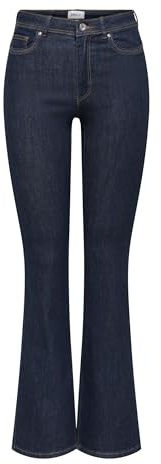 Only Damen Onlwauw Hw Flared Rinse Dnm Gua030 Noos Dark Blue Denim S/34L
