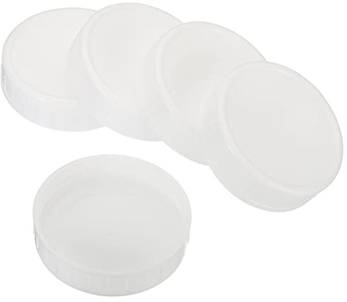 PATIKIL 70mm Regular Mouth Plastic Mason Jar Lids, 1Set/6 Pack Canning Jars Caps with Silicone Sealing Ring for Kitchen Storage, White