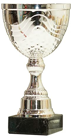 tecnocoppe Coppa con tazza in metallo altezza 22 cm con base in marmo nero. Targhetta personalizzata omaggio Premiazioni moderne economiche sportive Trofeo
