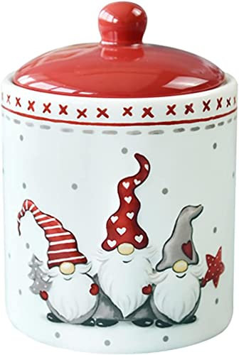 Weihnachtliche Keramik-Keksdose: GNOME Bedruckte Kanisterdose, Weihnachtsmann, Porzellan, Bonbondose mit luftdichtem Deckel, Gewürzbehälter, Lebensmittelaufbewahrung für losen Tee, Kaffee, Zucker,