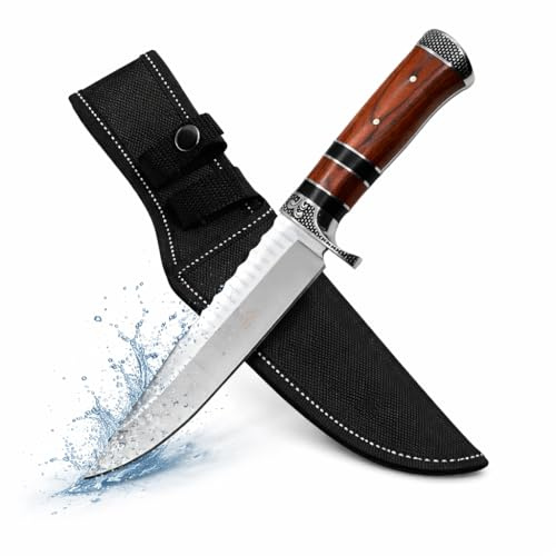 Krollmann GER-SABER Jagdmesser feststehend – Robustes Outdoor Messer & Survival Messer inkl. Gürtelholster – Scharfes Fahrtenmesser & Bushcraft Gürtelmesser für Jagd, Camping & Angeln