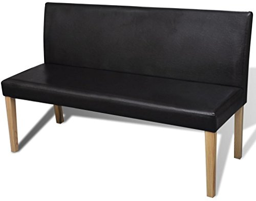 Homgoday Kiefernholz-Bank mit Kunstlederpolsterung, Dunkelbraun, 139,5 x 50 x 86 cm - Bequemer Wohnzimmer-Sitzplatz Model241347