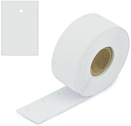 POKORNYS - 5.000 blanko Kartonetiketten mit Loch (30 x 45 mm) weiß I perforierte Etiketten zum Beschriften auf einer Rolle I Preisschilder mit 3 mm Lochung für Sicherheitsfäden & Heftfäden