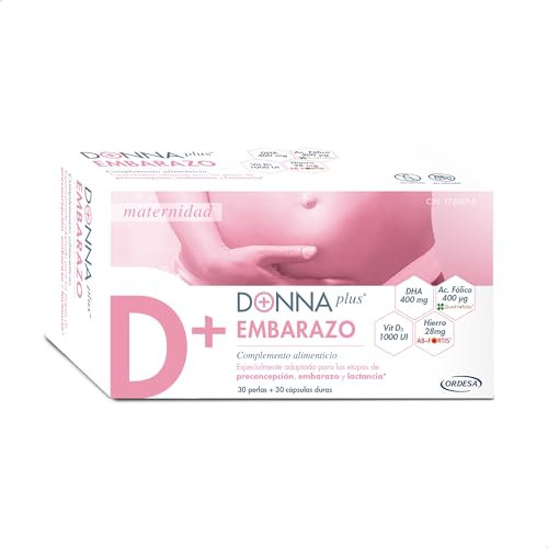 DONNAplus Embarazo | 30 Perlas y 30 Cápsulas Duras | Complemento Alimenticio para el Embarazo con DHA, Ácido fólico, Yodo, Vitaminas y Minerales
