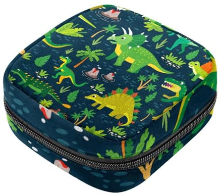 Damenbinden Aufbewahrungsbeutel für Frauen, große Kapazität, Menstruationspad-Tasche, Dinosaurier-Menstruationstaschen, Tampon-Sammelhalter, Geldbörse