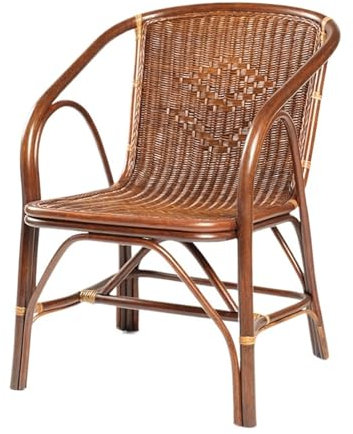 Korbstuhl aus Rattan, Eleganter Loungesessel aus natürlichem Rattan mit Armlehne und handgeflochtener Rückenlehne – perfekt for den Innen- und Außenbereich, Rattan-Bistrostuhl for Terrasse oder Garten