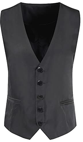 SRZYMJ Herren Casual Wolle Fischgrätmuster Anzug Weste V-Ausschnitt Tweed Weste für Hochzeit Groomsmen Schwarz Für Hochzeit Groomsmen Stichsichere Weste Herren Männer Anzug Cord-Blazer Für Herren