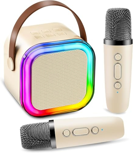 Microfoni per karaoke per bambini, regalo di Pasqua per bambini, regalo di compleanno per ragazze di età compresa tra 4 5 6 7 8 9 - Regali per figlia, nipote, adolescenti (beige)