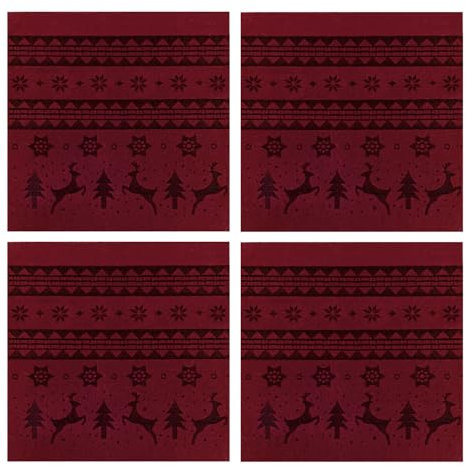 Oblique Unique Lot de 4 dessous de verre rectangulaires en feutre - 10 cm - Pour boissons, décoration de table pour Noël, etc. - Robuste et de qualité supérieure (bordeaux)