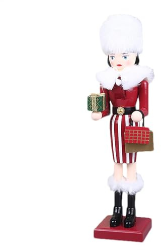 Christmas Nutcracker Statue - Large Traditional Wooden Nutcracker for Women Holiday Decoration | Seasonal Display Timeless Elegant Festive Christmas Ornament for Living Room Home