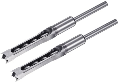sourcing map 2pcs Square Hole Drill Bit 14mm(9/16) High Carbon Steel Hollow Mortiser Auger for Woodworking Carpentry Mortise Tenon Machine