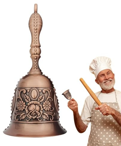 Abendessenglocken für den Innenbereich, Vintage-Relief, Weihnachtsglocken, luxuriöse, ästhetische Dekoration, laute Messing-Handrufglocke für Hochzeiten, Hotels, Küche