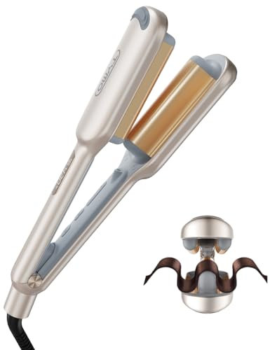 TYMO ROVY Hair Waver Crimper - Hair Curler, Deep Waver Curling Iron, Ionic Curling Wand with Ceramic Tourmaline Barrel for Women, Anti-Scald, Quick & Easy, Dual Voltage, Elegant Gold 25mm