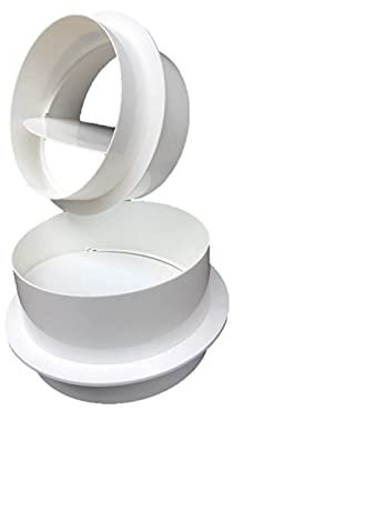 Grille d'aération ronde en PVC - 100 mm - Bloque les courants d'air - Pour ventilateur de cuisine - Valve anti-retour - Valve anti-retour