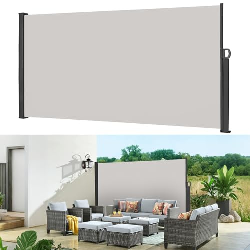 Kuro-Sagol Toldo Lateral Retráctil, Balcón con Mango, Terraza De Parabrisas, Jardín, Balcón Y Piscina, Toldo Impermeable Y Resistente A Los Rayos Ultravioleta (Gris Claro, 200X300Cm)