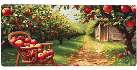 Tappetino Mouse XXL Mela Albero, Tappetino Scrivania Grande, Resistente All'usura Impermeabile, Base in Gomma Antiscivolo, Maggiore velocità e precisione, Casa, I'ufficio, il Gioco 700x300x4mm Z-555