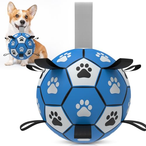 HETOO Dog Balls Dog Football Toys Dog Toy Ball (6 Inch Medium Blue) | Durable high bounce floating dog balls, dog water toys, interactive dog ball indoor outdoor play, ideal dog birthday gifts