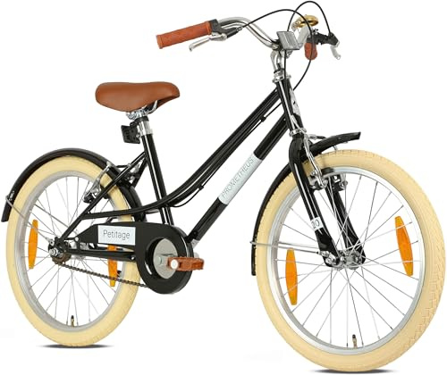 PROMETHEUS BICYCLES Retro barncykel 20 tums pojkar flickor | 20 tums cykel pojke från 6 år | Cykel barn från 7 år PETITAGE i svart