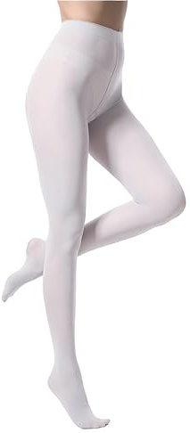 Malustar 40 Denier Coloured Tights (White, L-XL Tall)