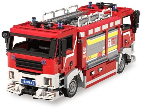 Pasyru Technik City Feuerwehrauto Bausteine, 2712 Teile Rettungs Feuerwehrauto Modellbausatz, MOC Fahrzeuge Modell Spielzeug, Spielzeug für Erwachsene und Jugendliche ab 16 Jahren