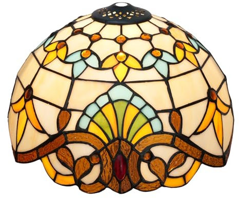 Pantalla de lámpara Estilo Tiffany, Pantalla de lámpara de vitral Barroco de 12 Pulgadas, reemplazo de lámpara Vintage Creativa, Accesorios para lámpara de Mesa, lámpara Colgante, lámpara de Techo.