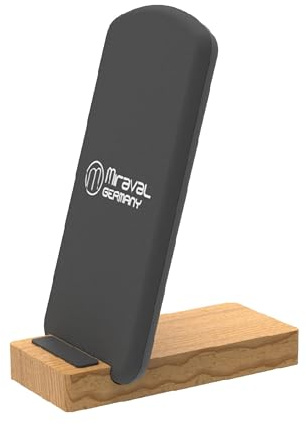 Miraval Kabelloses Ladegerät, 15W, USB-C, Textiloberfläche Grau mit Bambusfuß, Induktives Laden für Smartphones (Schwarz)
