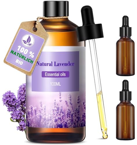 Aceite esencial de lavanda 100 ml, Aceite esencial de lavanda puro, aceites esenciales de lavanda bio para difusor de aroma, aceites esenciales de lavanda bio para masaje, baño, jabón, fabricación de