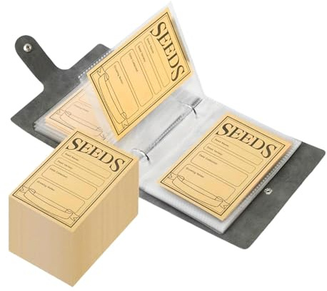 LOVIVER 50Pcs Seed Storage Envelopes Resealable Self-Sealing Seed Envelopes, Seed Storage Organizers, Flower Vegetable Seed Saving Organizing, 50 Plant Saver Binder, Seed Collection Bags, Black