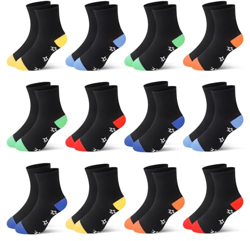 Libella 12 par barnstrumpor pojkar flickor sportstrumpor fotboll vinterstrumpor bomull färgglada bomull fashionabla makrona strumpor 2889VA, 12 par-2892, 31-34
