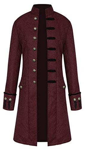 Herren Steampunk Mantel Mittelalter Jacke Gothic Retro Mantel Renaissance Viktorianischen Vintage Gehrock Karneval Cosplay Club Fasching Party Uniform Halloween Frack für Erwachsene