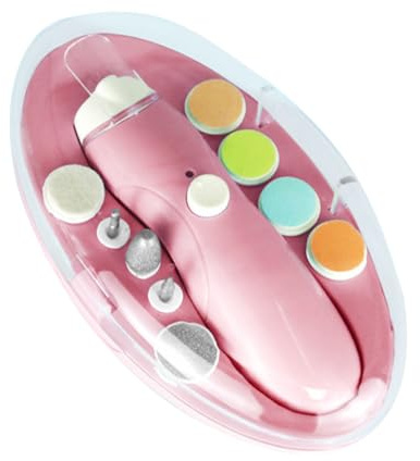 Alipis Kit Lime à Ongles Électrique 9-en-1 Portable Rechargeable Pour Bébé Et Adulte, Lime Multifonction Pink Lampe Intégrée, Pédicure Manucure Polyvalente