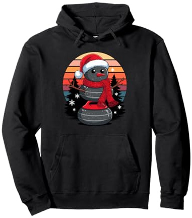 Navidad Muñeco De Nieve Curling Piedra X-Mas Curler Sudadera con Capucha